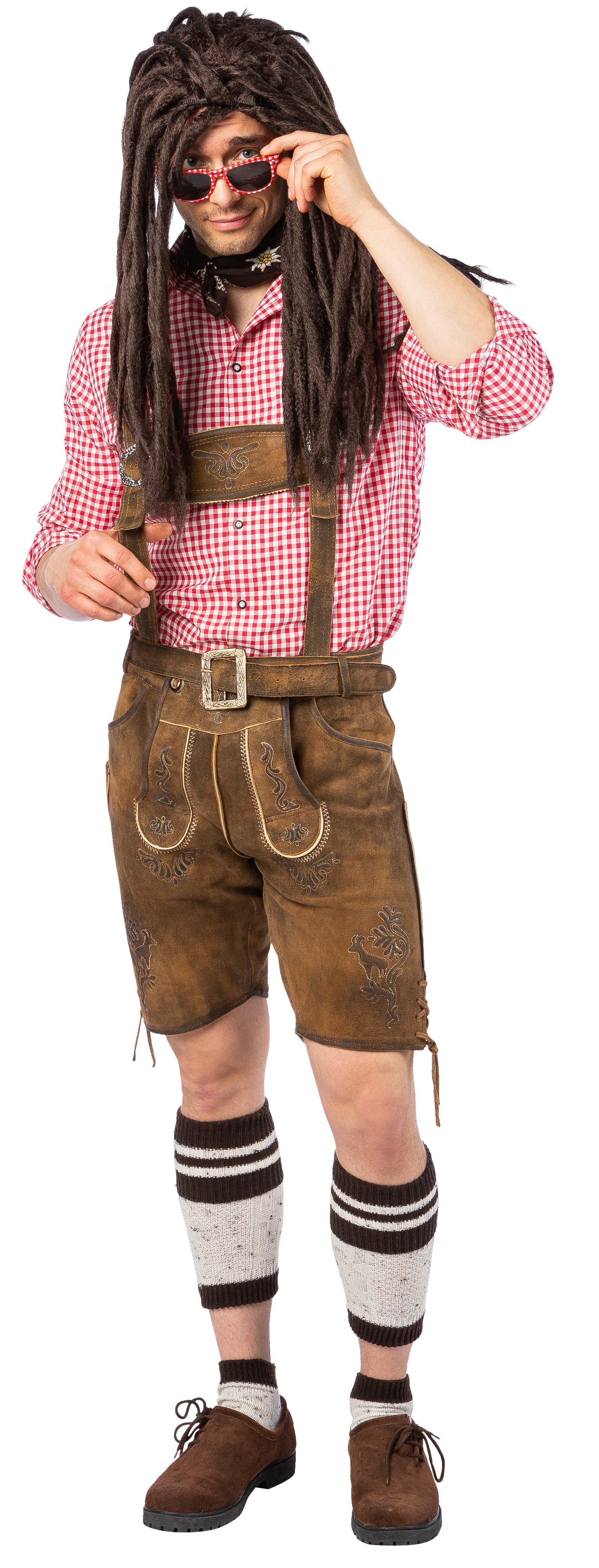 Lederhose kurz, oliv antik Lederhose kurz, oliv antik