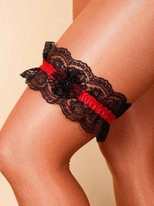 Strumpfband, rot-schwarz