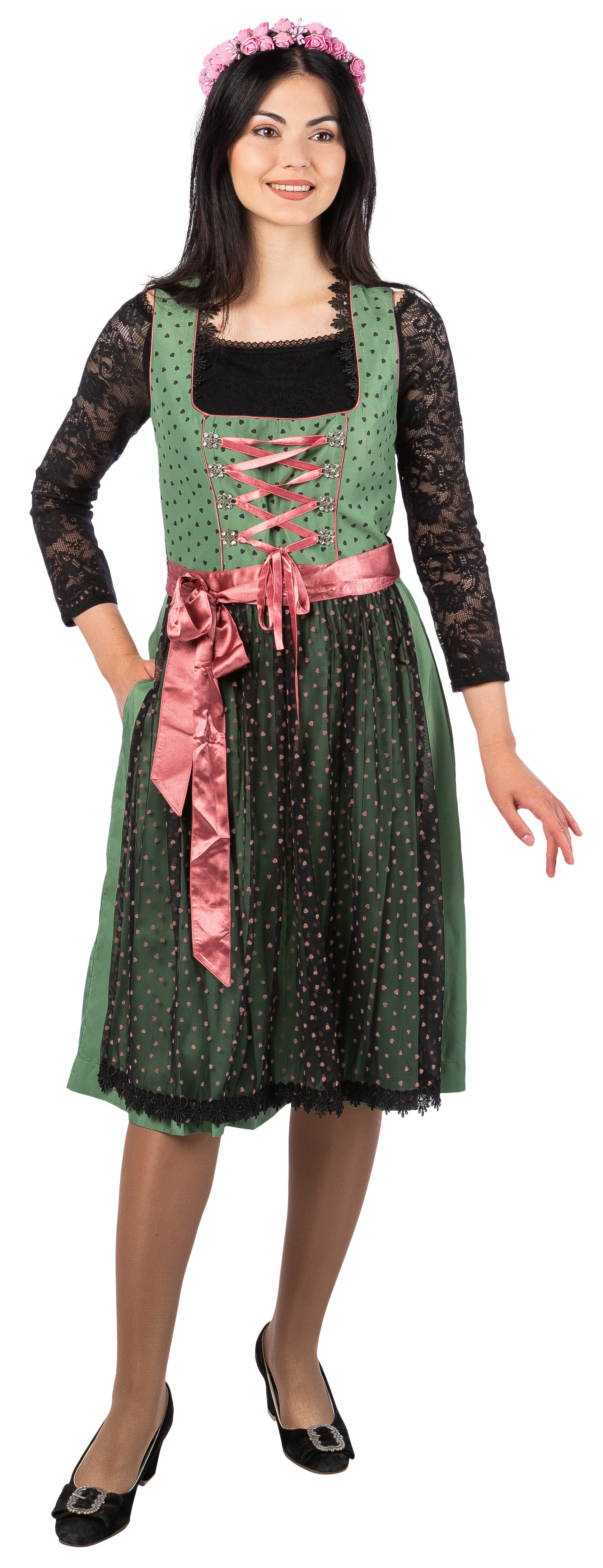 Dirndl "Lioba" grün-rosa 40