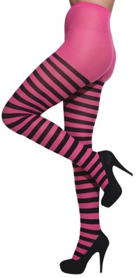Ringelstrumpfhose, pink-schwarz Ringelstrumpfhose, pink-schwarz