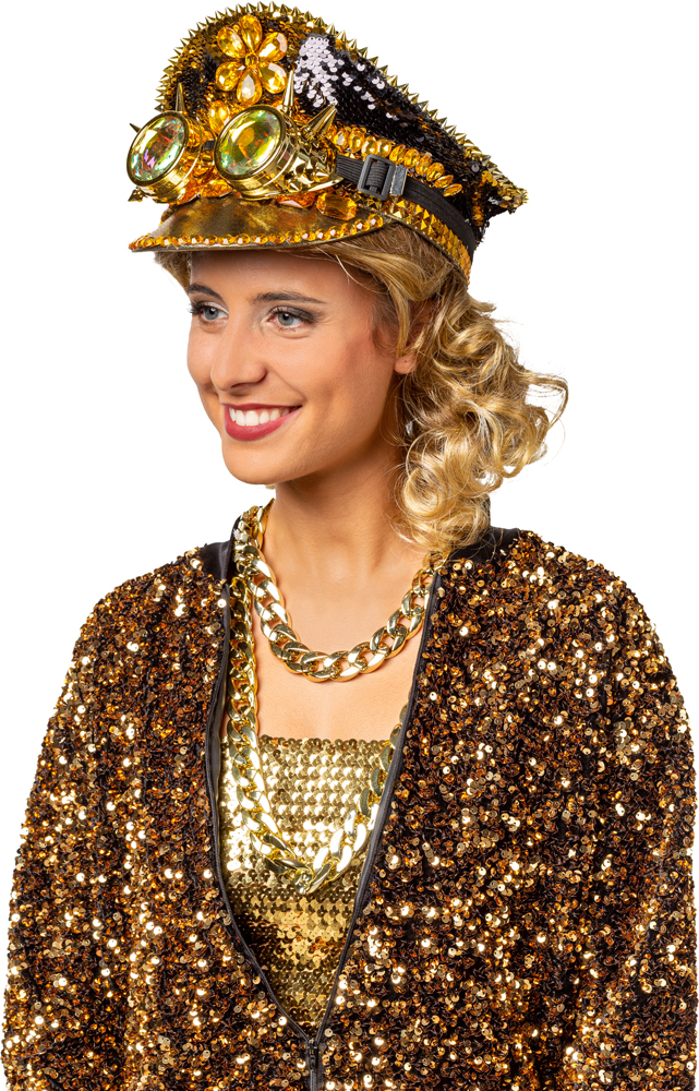Schirmmütze Pailletten, gold Schirmmütze Pailletten, gold